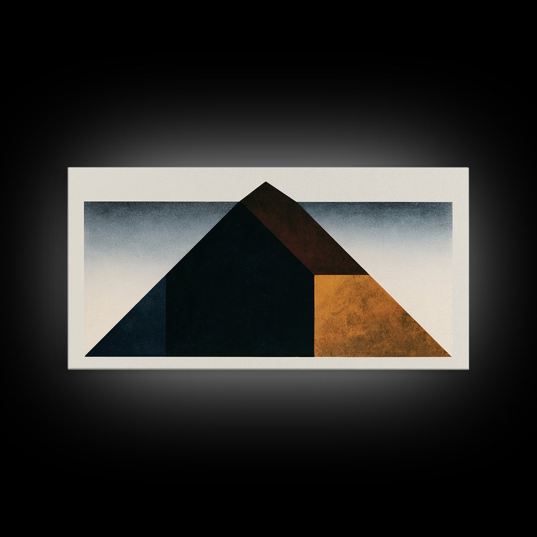 Simple Black House Shape Framed Canvas Print, Scandinavian Art, Living Room Decor, Abstract Art, Nordic, Gallery Decor, SCA-2x1-51