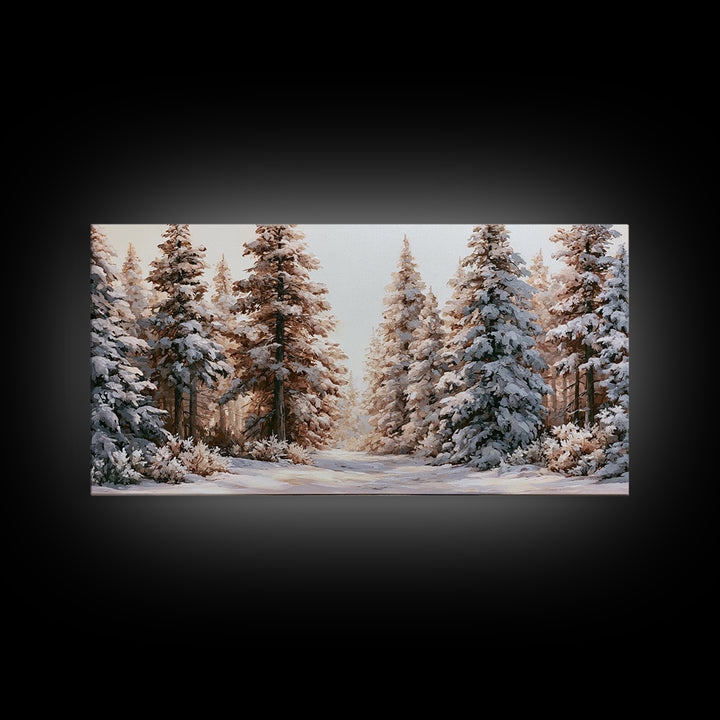 Snowy Nordic Forest Canvas Print, Scandinavian Art, Canvas Print, Living Room Decor, Fine Art, Nordic, Textured Painting, SCA-2x1-69