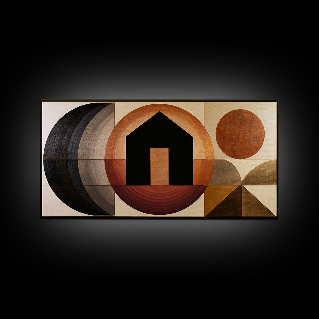Simple Black House Shape Framed Canvas Print, Scandinavian Art, Contemporary Art, Living Room Decor, Abstract Art, Nordic, SCA-2x1-75