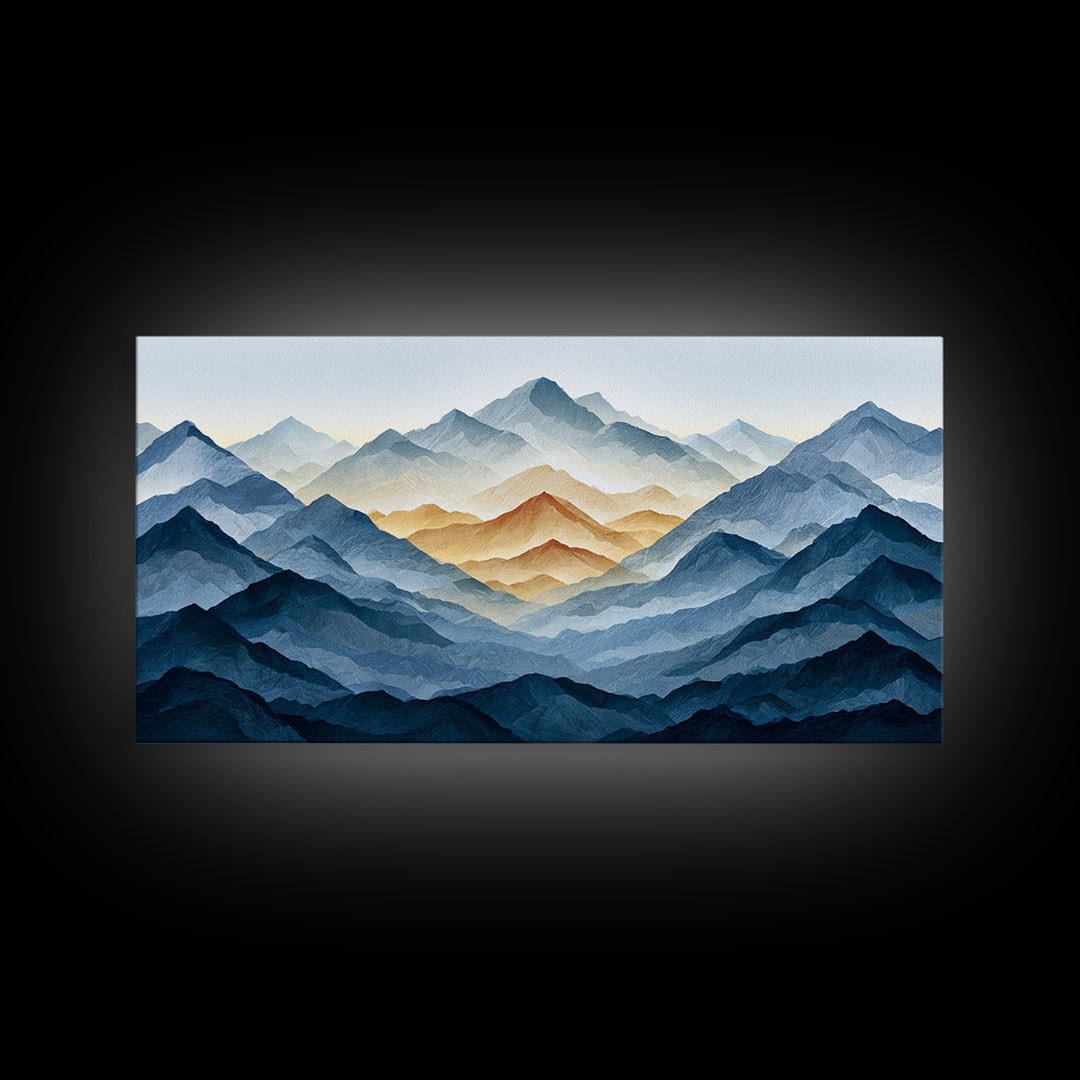 Muted Mountain Layers Canvas Print, Scandinavian Art, Farmhouse Decor, Living Room Decor, Fine Art, Nordic, Gallery Decor, SCA-2x1-76
