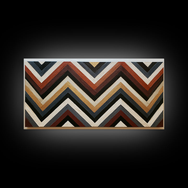 Herringbone Monochrome Pattern Framed Canvas Print, Scandinavian Art, Digital Wall Art, Living Room Decor, Oil Painting, Nordic, SCA-2x1-90