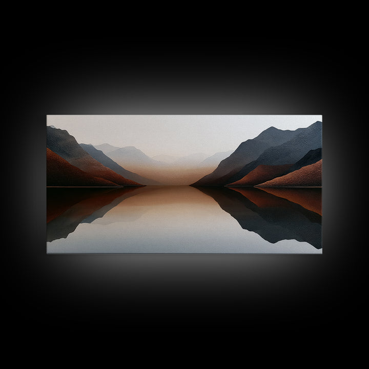 Minimal Fjord Landscape Canvas Print, Scandinavian Art, Living Room Decor, Oil Painting, Nordic, Living Room Wall Art, SCA-2x1-94