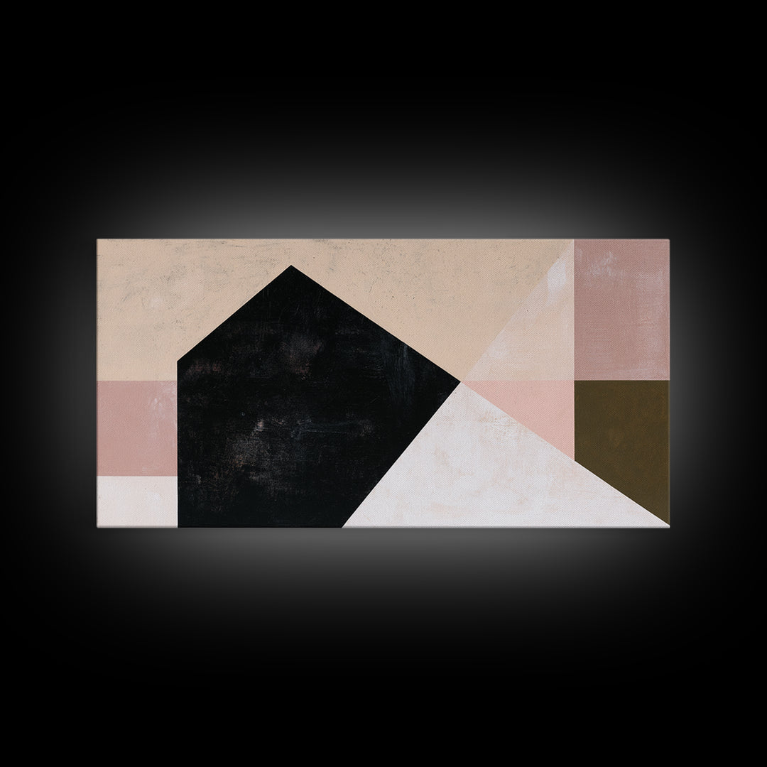 Simple Black House Shape Framed Canvas Print, Scandinavian Art, Modern Wall Art, Living Room Decor, Abstract Art, Nordic, SCA-2x1-99