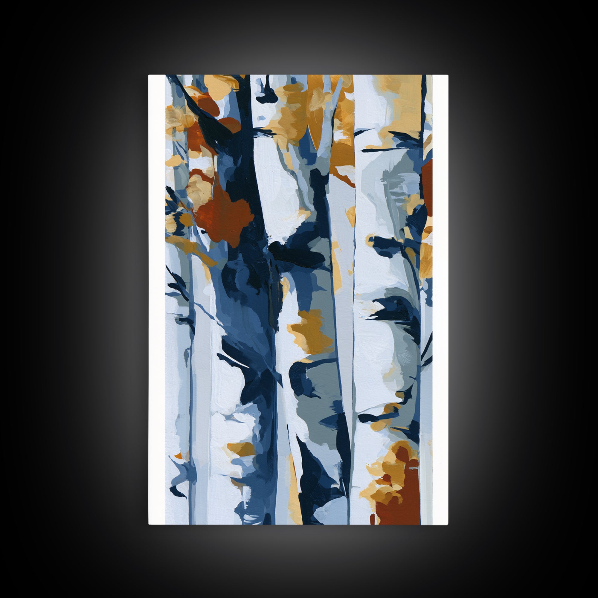 Birch Tree Trunks Framed Canvas Print, Scandinavian Art, Abstract Wall Art, Living Room Decor, Abstract Art, Nordic, SCA-2x3-17