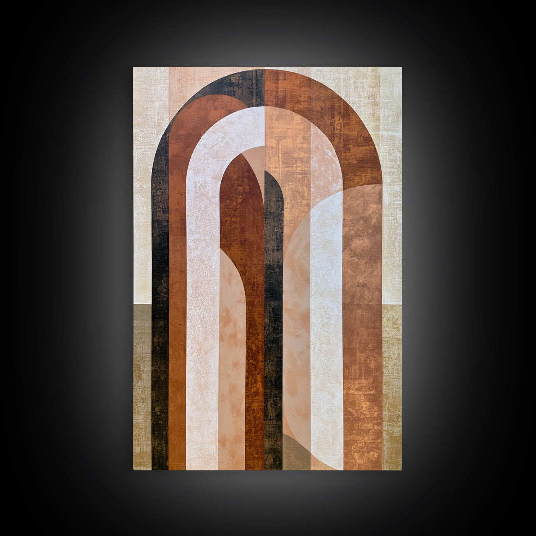 Abstract Arch Shapes Framed Canvas Print, Scandinavian Art, Mid Century Modern, Living Room Decor, Nordic, Boho Wall Art, SCA-2x3-22