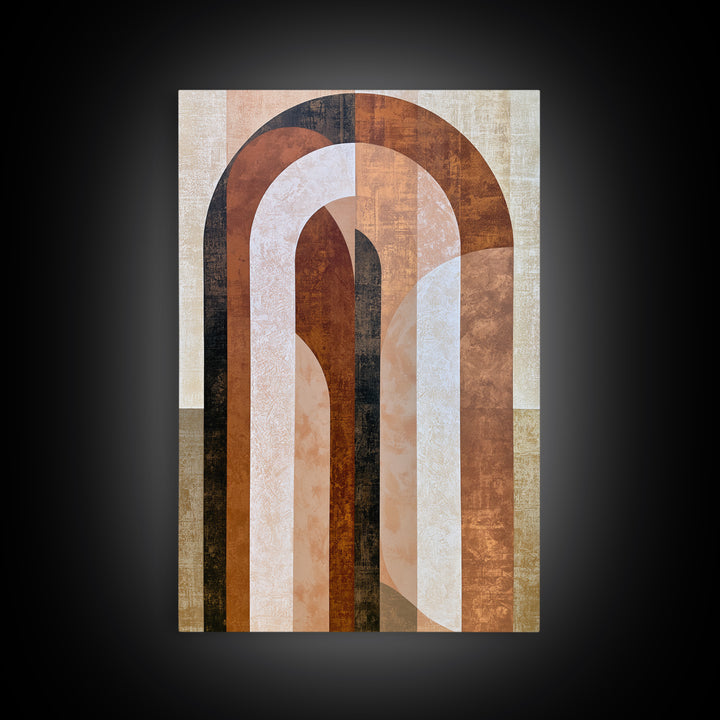 Abstract Arch Shapes Framed Canvas Print, Scandinavian Art, Mid Century Modern, Living Room Decor, Nordic, Boho Wall Art, SCA-2x3-22