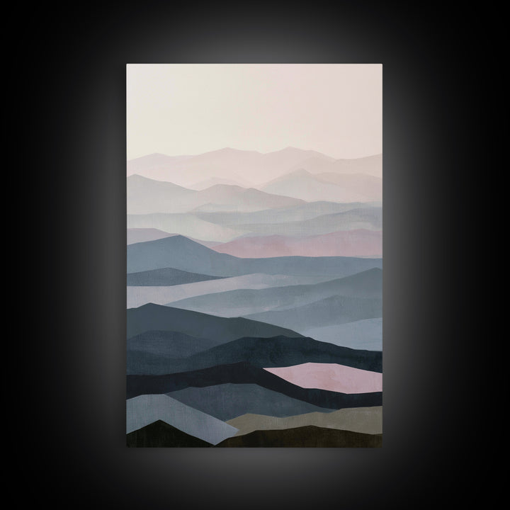 Muted Mountain Layers Canvas Print, Scandinavian Art, Christmas Decor, Living Room Decor, Fine Art, Nordic, Wall Art Print, SCA-2x3-40
