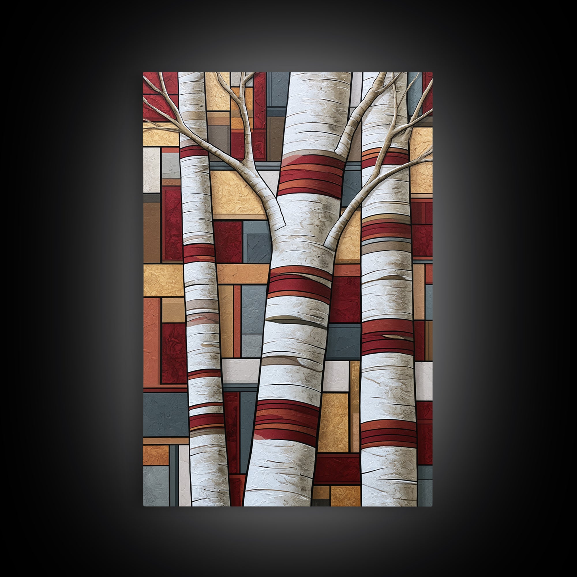 Birch Tree Trunks Framed Canvas Print, Scandinavian Art, Abstract Wall Art, Living Room Decor, Abstract Art, Nordic, SCA-2x3-41