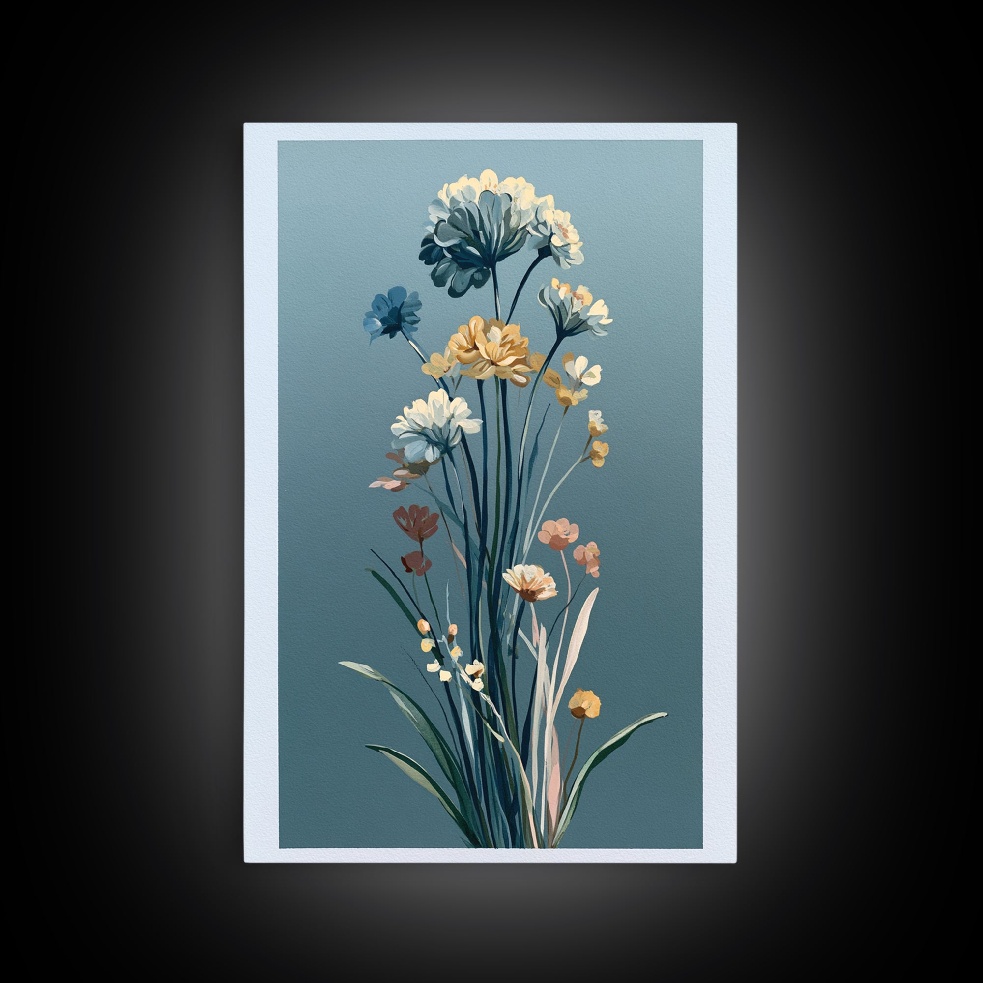 Minimal Meadow Flowers Framed Canvas Print, Scandinavian Art, Printable Wall Art, Living Room Decor, Fine Art, Nordic, SCA-2x3-42