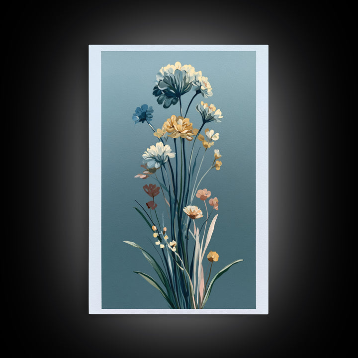 Minimal Meadow Flowers Framed Canvas Print, Scandinavian Art, Printable Wall Art, Living Room Decor, Fine Art, Nordic, SCA-2x3-42