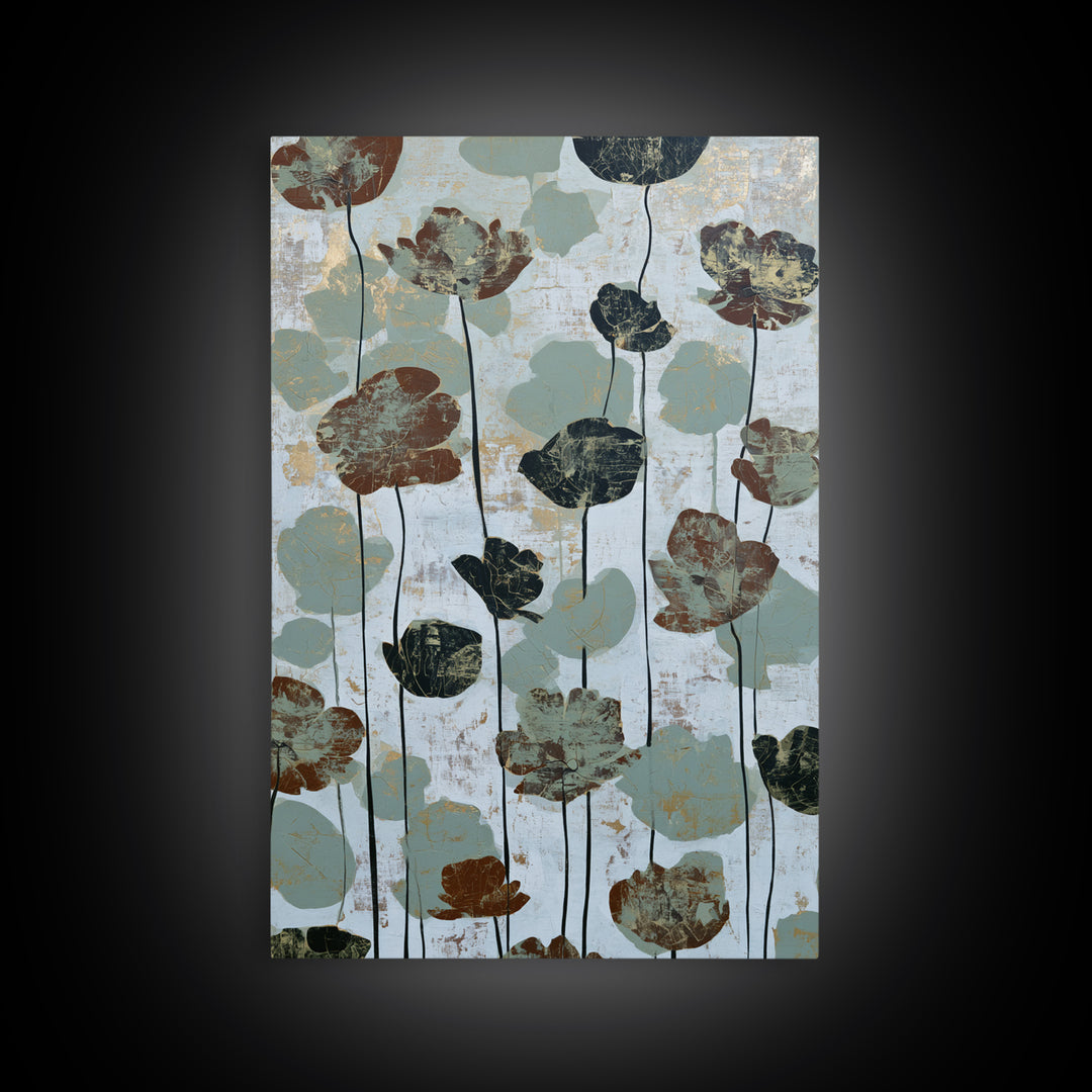 Minimal Meadow Flowers Canvas Print, Scandinavian Art, Large Wall Art, Living Room Decor, Nordic, Living Room Wall Art, SCA-2x3-66