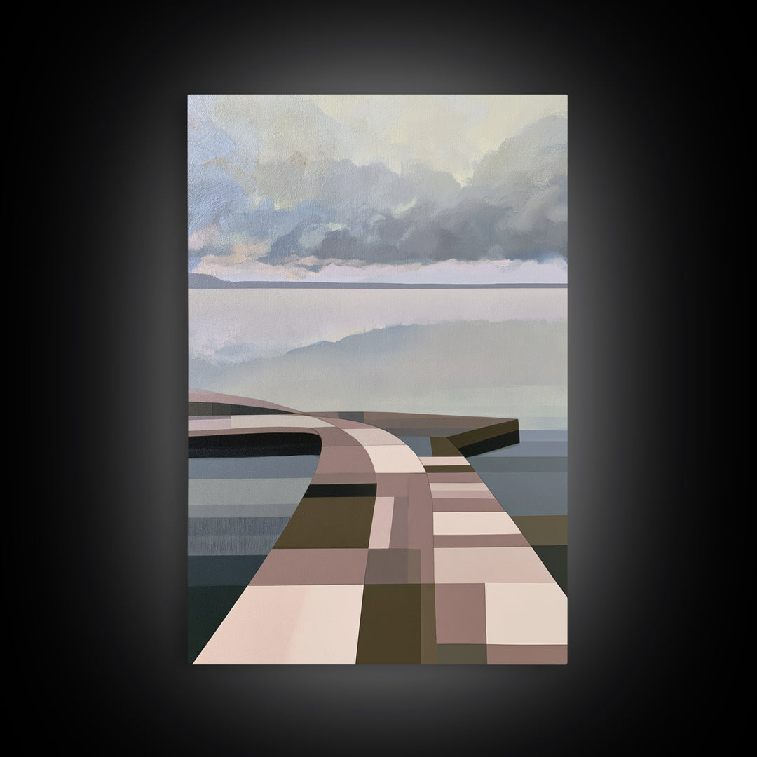 Calm Lake Dock Canvas Print, Scandinavian Art, Modern Art, Living Room Decor, Oil Painting, Nordic, Contemporary Art, SCA-2x3-71