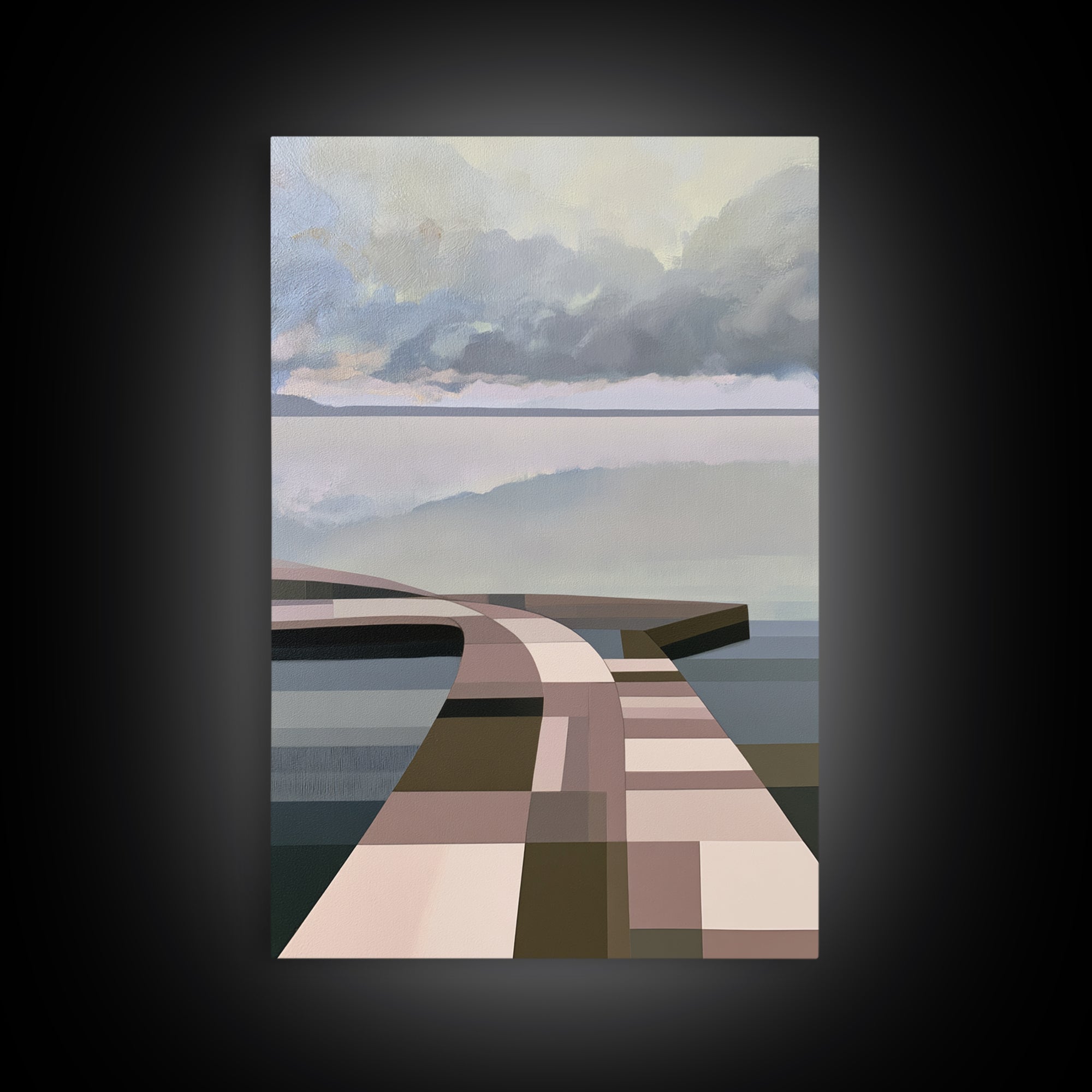 Calm Lake Dock Canvas Print, Scandinavian Art, Modern Art, Living Room Decor, Oil Painting, Nordic, Contemporary Art, SCA-2x3-71
