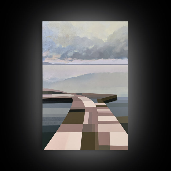 Calm Lake Dock Canvas Print, Scandinavian Art, Modern Art, Living Room Decor, Oil Painting, Nordic, Contemporary Art, SCA-2x3-71