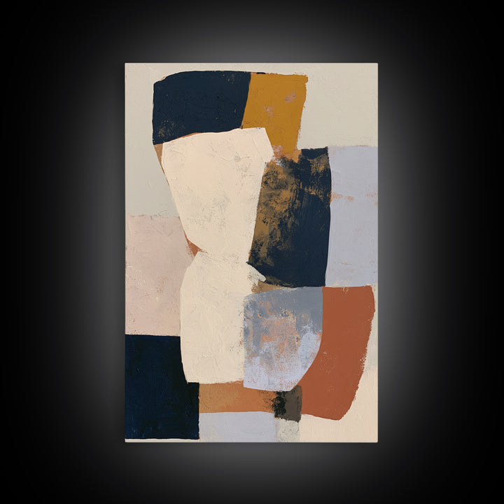 Soft Beige Geometric Abstraction Framed Canvas Print, Scandinavian Art, Room Decor, Living Room Decor, Fine Art, Nordic, SCA-2x3-83