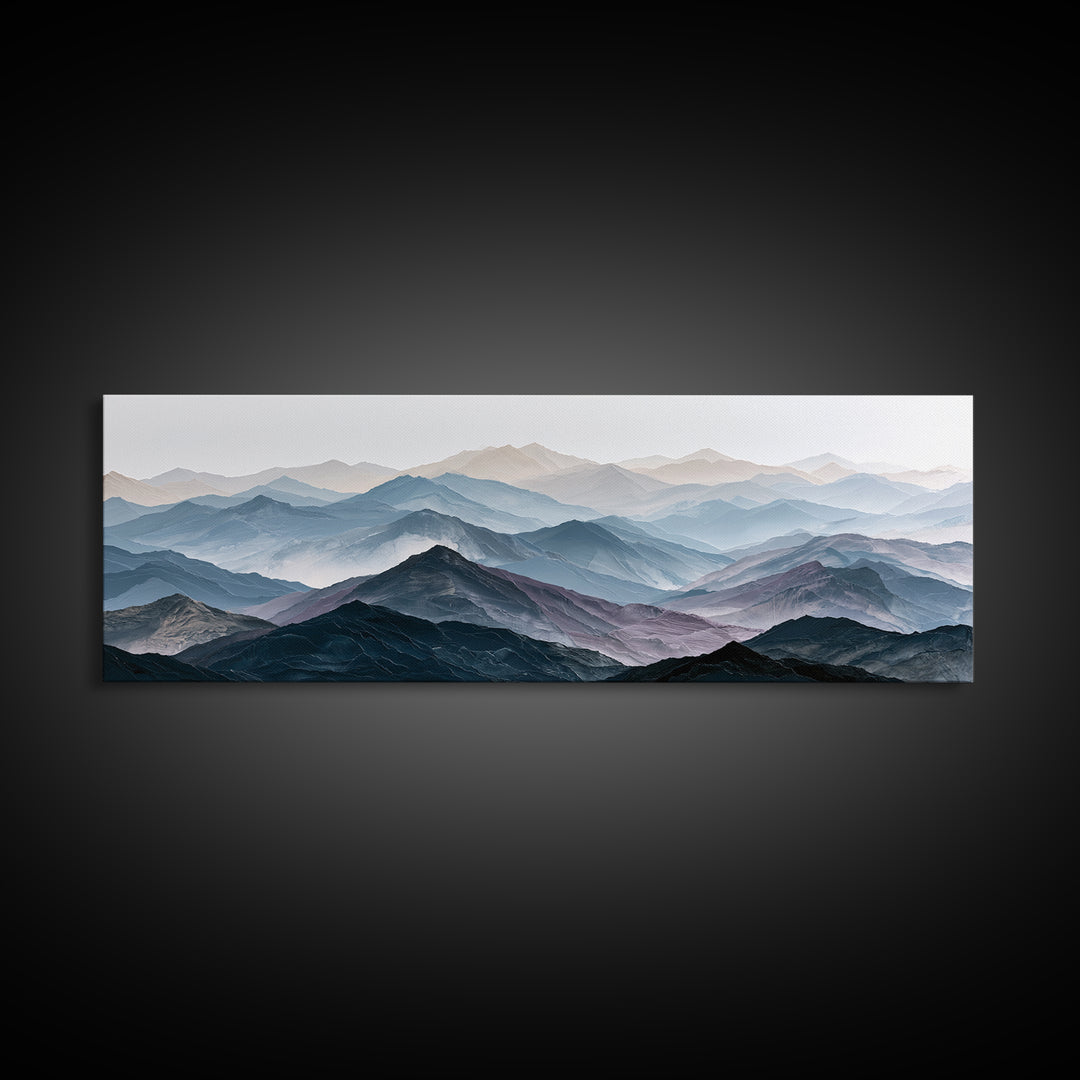 Muted Mountain Layers Canvas Print, Scandinavian Art, Modern Art, Living Room Decor, Fine Art, Nordic, Contemporary Art, SCA-3x1-24