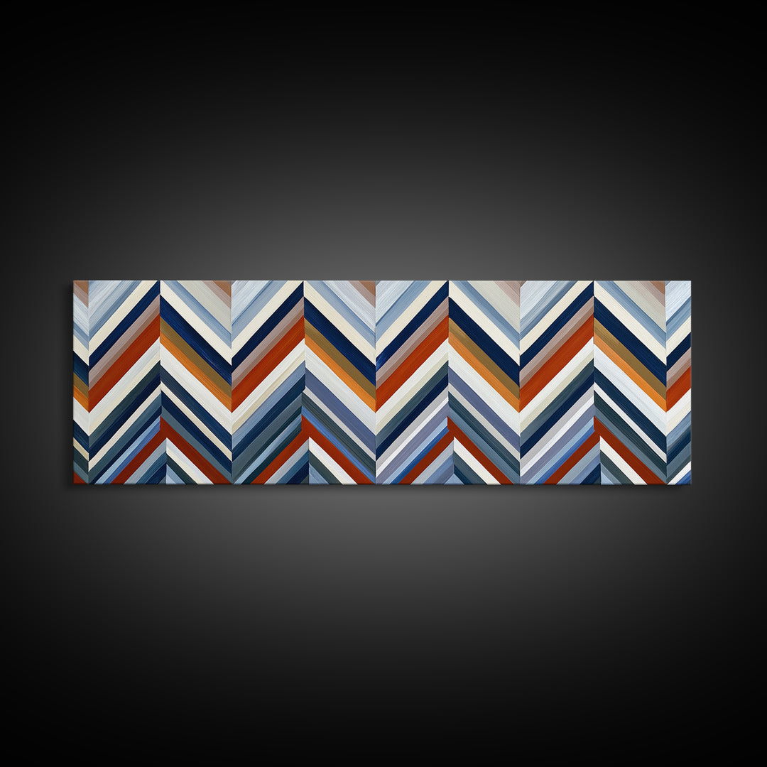Herringbone Monochrome Pattern Canvas Print, Scandinavian Art, Farmhouse Decor, Living Room Decor, Nordic, Gallery Decor, SCA-3x1-38