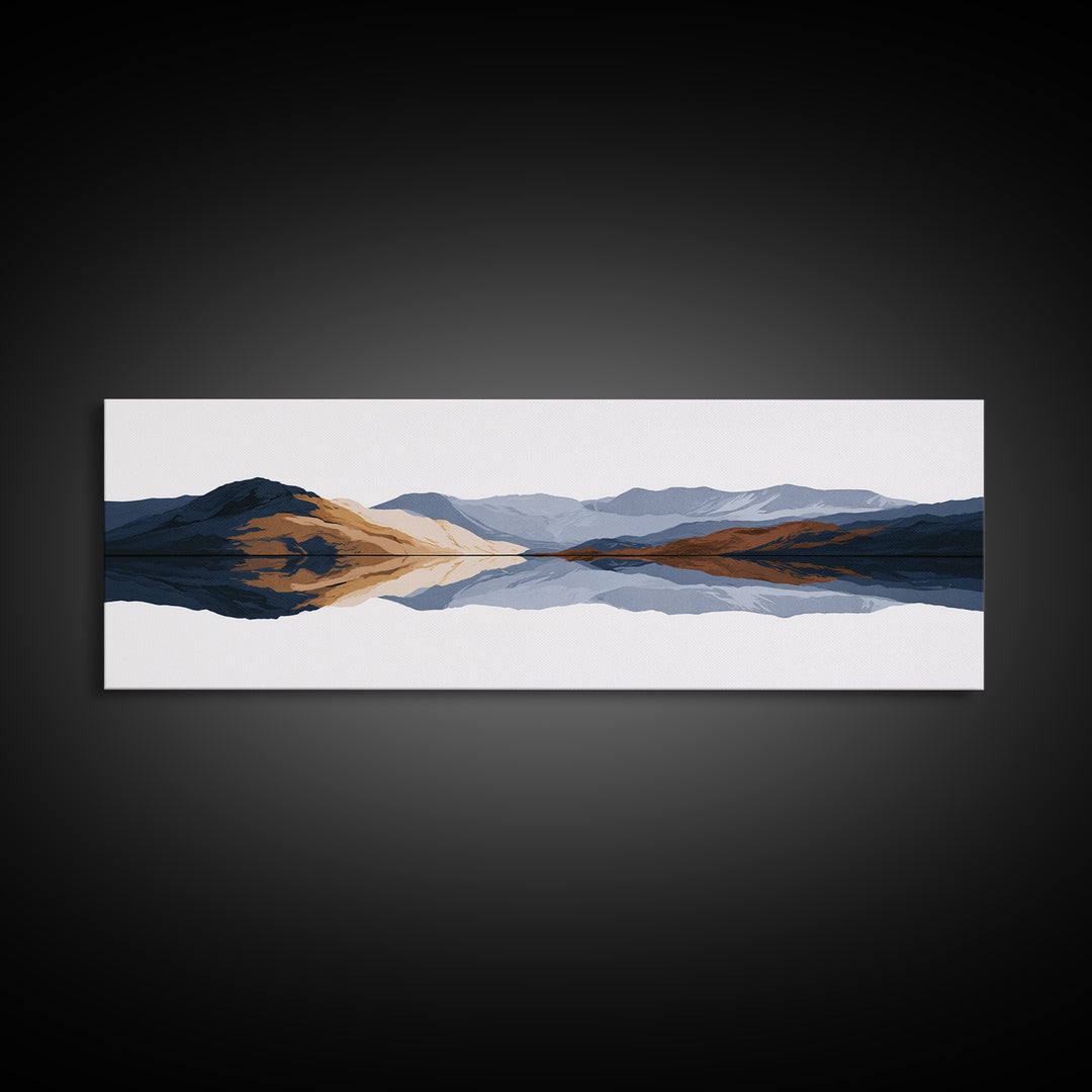 Minimal Fjord Landscape Canvas Print, Scandinavian Art, Boho Decor, Living Room Decor, Fine Art, Nordic, Luxury Decor, SCA-3x1-42