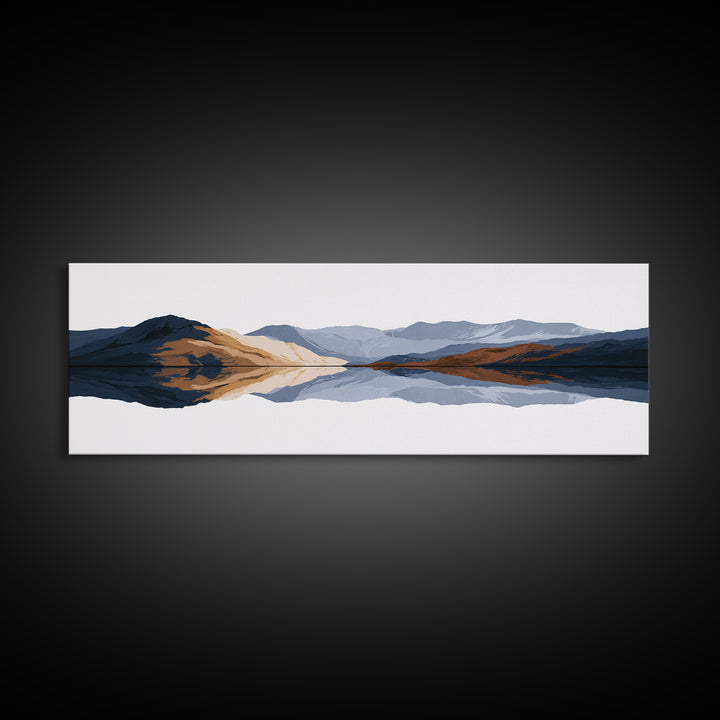 Minimal Fjord Landscape Canvas Print, Scandinavian Art, Boho Decor, Living Room Decor, Fine Art, Nordic, Luxury Decor, SCA-3x1-42