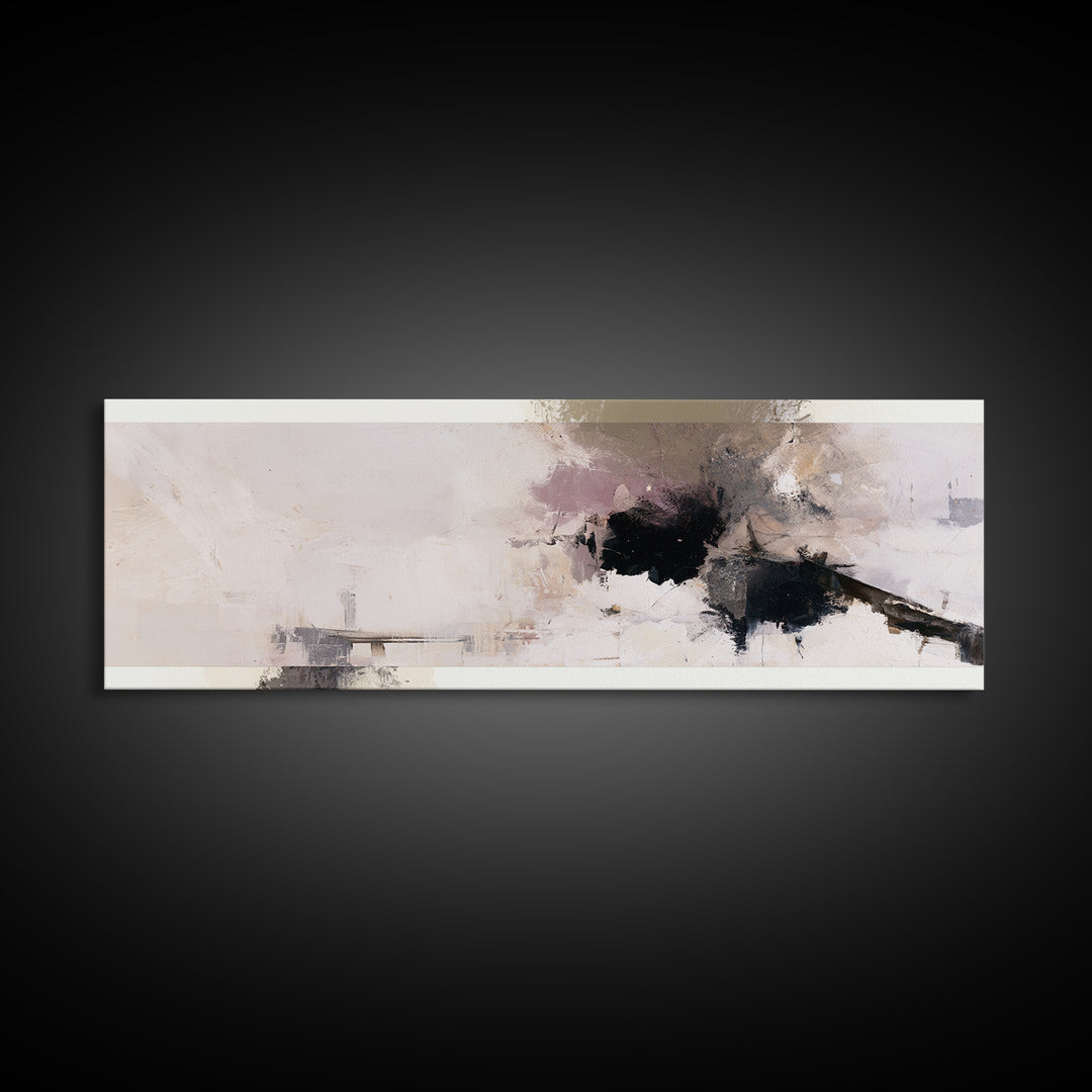 Calm Lake Dock Framed Canvas Print, Scandinavian Art, Living Room Decor, Oil Painting, Nordic, Abstract Wall Art, SCA-3x1-55