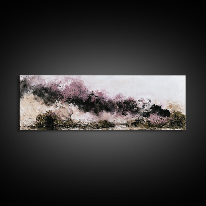 Winter Cabin Smoke Framed Canvas Print, Scandinavian Art, Modern Wall Art, Living Room Decor, Nordic, Statement Artwork, SCA-3x1-58