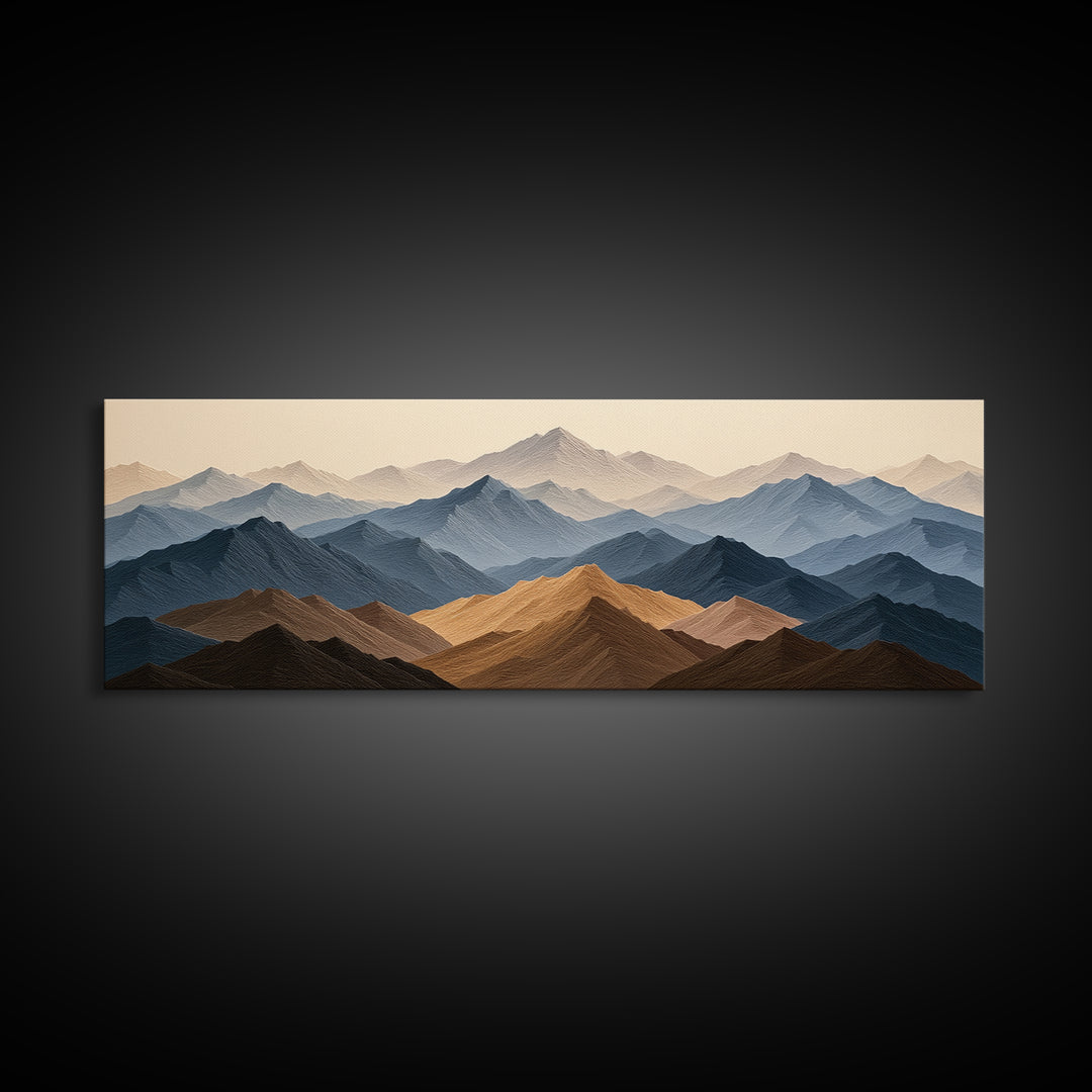 Muted Mountain Layers Framed Canvas Print, Scandinavian Art, Decor, Living Room Decor, Fine Art, Nordic, Printable Art, SCA-3x1-72