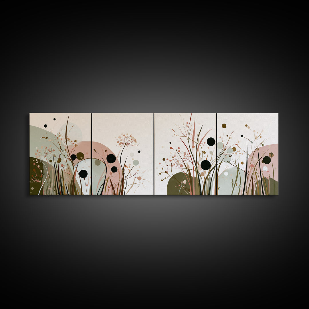 Minimal Meadow Flowers Framed Canvas Print, Scandinavian Art, Living Room Wall Art, Living Room Decor, Fine Art, Nordic, SCA-3x1-74