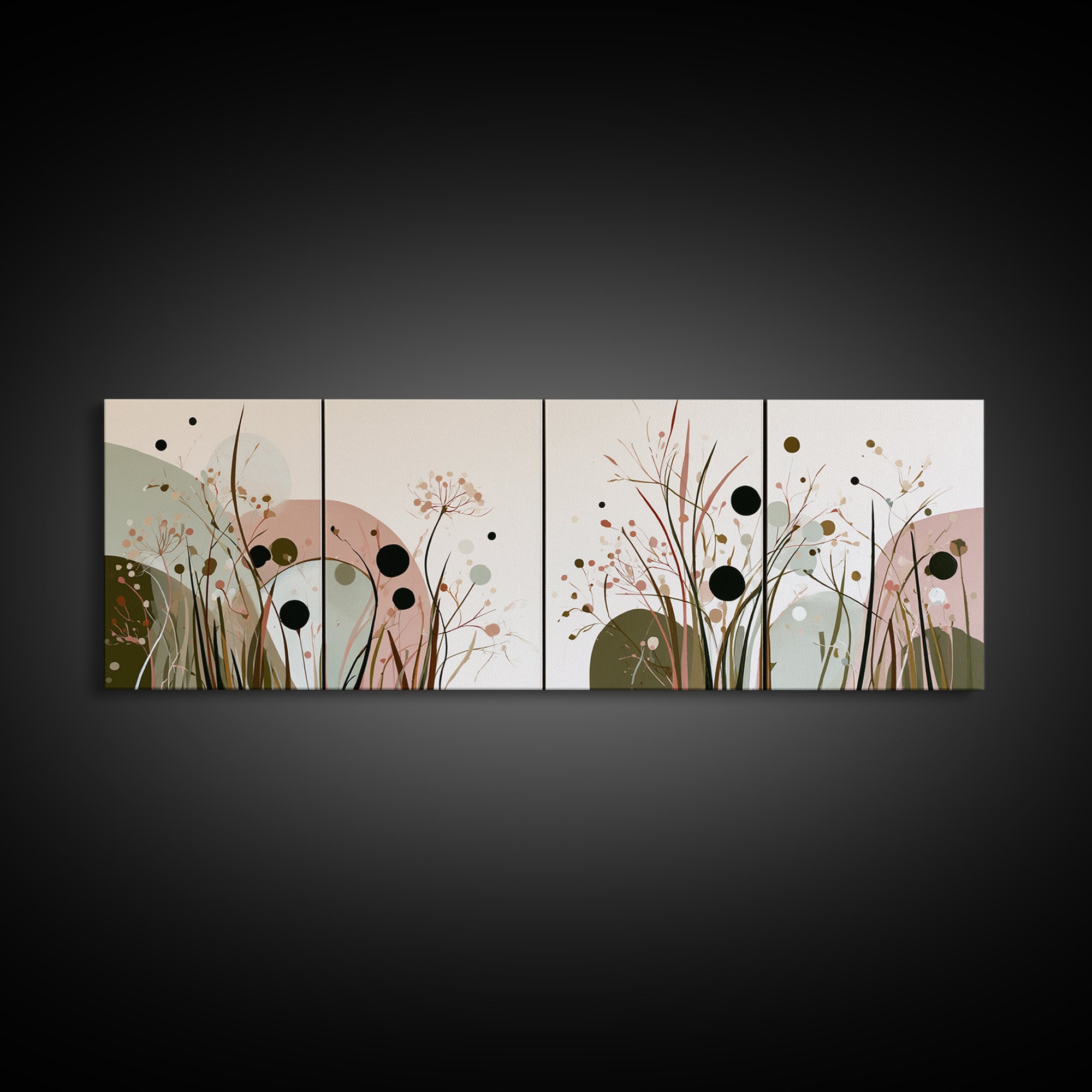 Minimal Meadow Flowers Framed Canvas Print, Scandinavian Art, Living Room Wall Art, Living Room Decor, Fine Art, Nordic, SCA-3x1-74