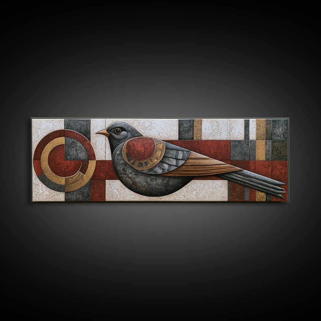 Nordic Folk Bird Canvas Print, Scandinavian Art, Farmhouse Decor, Living Room Decor, Fine Art, Nordic, Gallery Decor, SCA-3x1-75