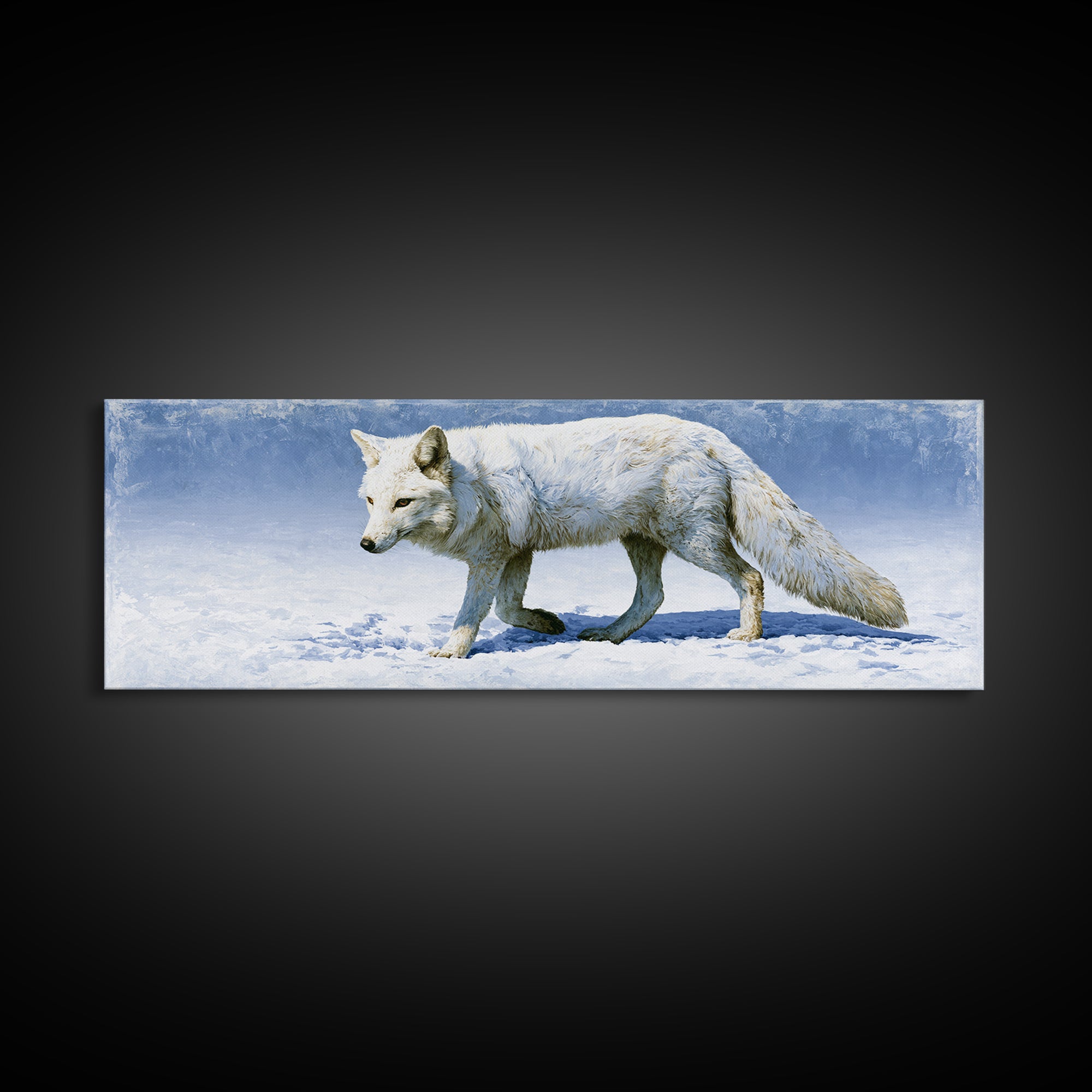 White Fox in Quiet Snow Canvas Print, Scandinavian Art, Art Print, Living Room Decor, Fine Art, Nordic, Farmhouse Decor, SCA-3x1-76