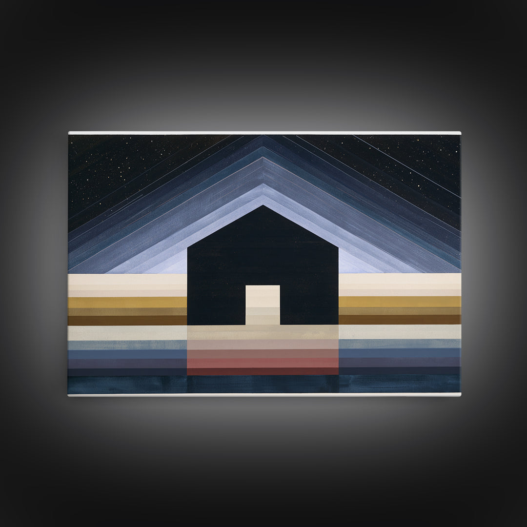 Simple Black House Shape Canvas Print, Scandinavian Art, Art, Living Room Decor, Abstract Art, Nordic, Canvas Art, SCA-3x2-11