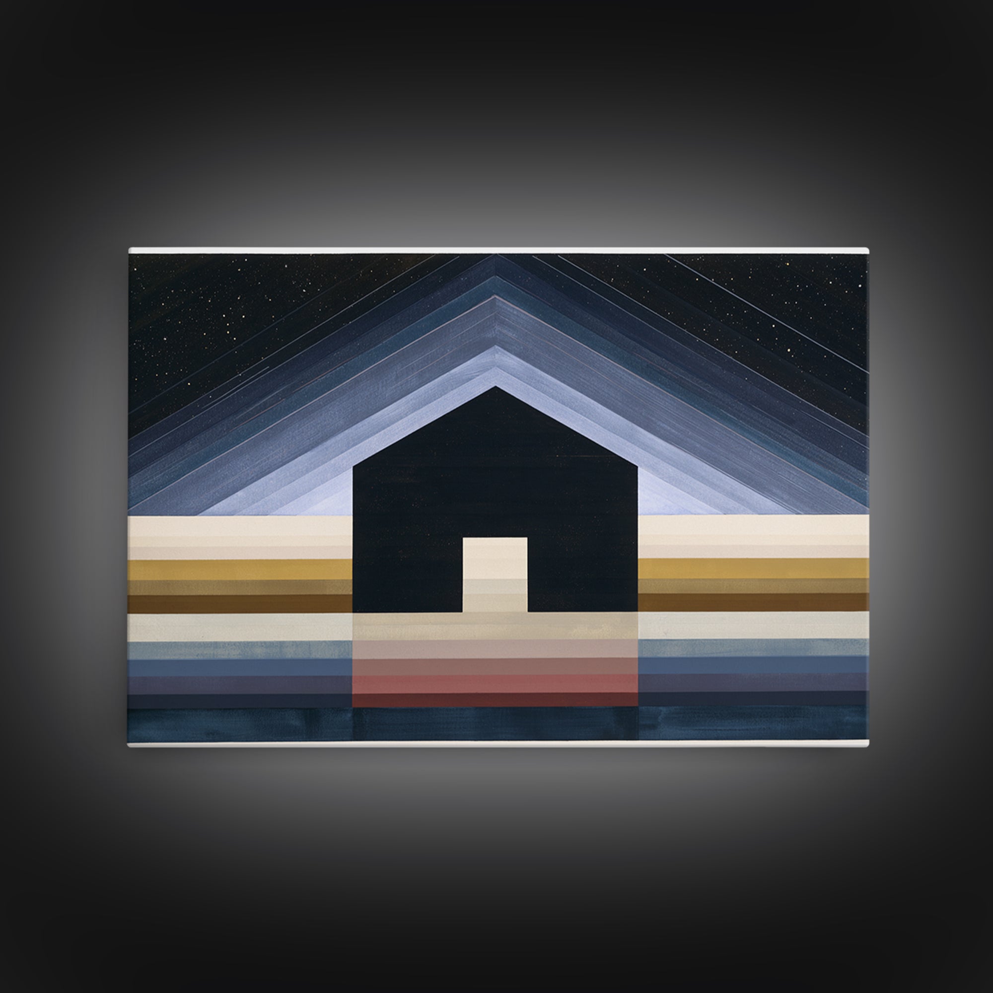 Simple Black House Shape Canvas Print, Scandinavian Art, Art, Living Room Decor, Abstract Art, Nordic, Canvas Art, SCA-3x2-11
