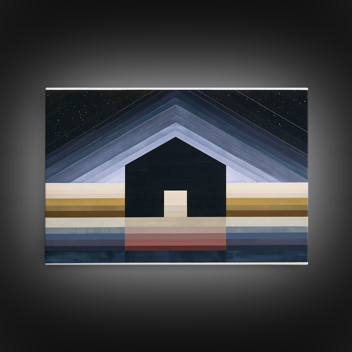 Simple Black House Shape Canvas Print, Scandinavian Art, Art, Living Room Decor, Abstract Art, Nordic, Canvas Art, SCA-3x2-11