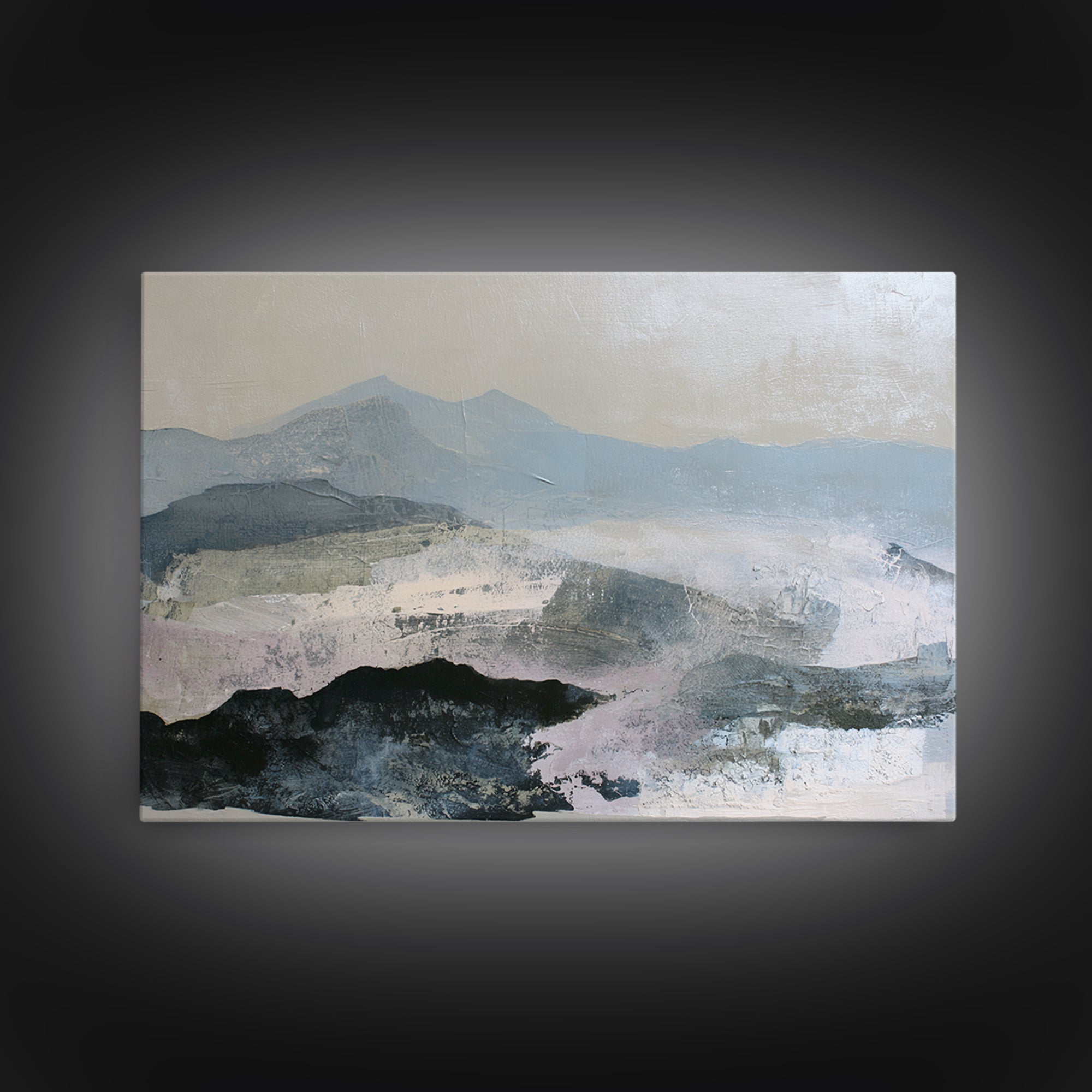 Muted Mountain Layers Canvas Print, Scandinavian Art, Neutral Decor, Living Room Decor, Oil Painting, Nordic, Wall Decor, SCA-3x2-12