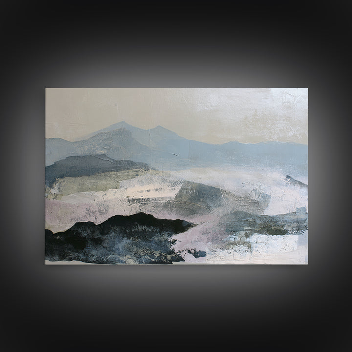 Muted Mountain Layers Canvas Print, Scandinavian Art, Neutral Decor, Living Room Decor, Oil Painting, Nordic, Wall Decor, SCA-3x2-12