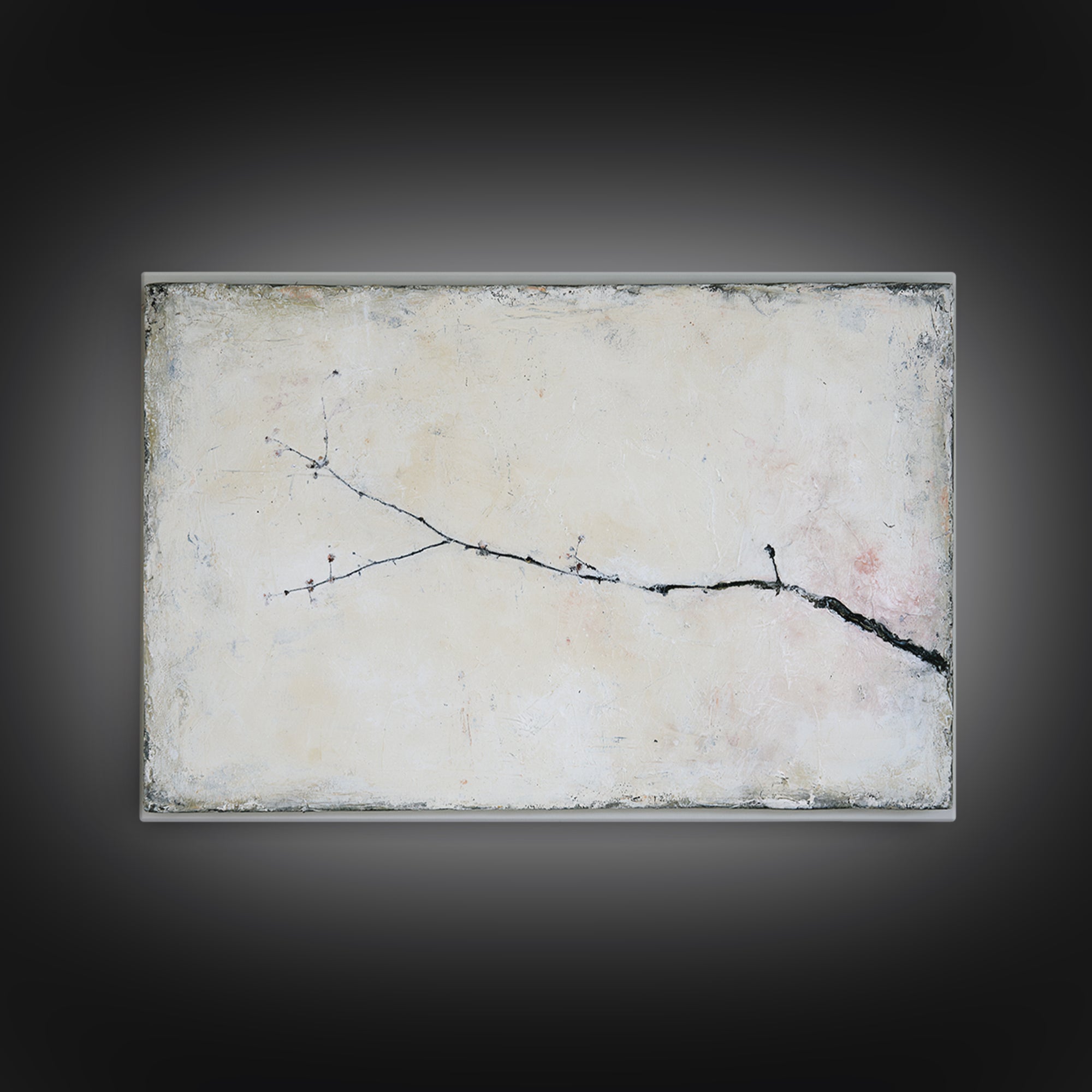 Single Black Branch on Warm White Background Canvas Print, Scandinavian Art, Statement Artwork, Living Room Decor, Nordic, SCA-3x2-24