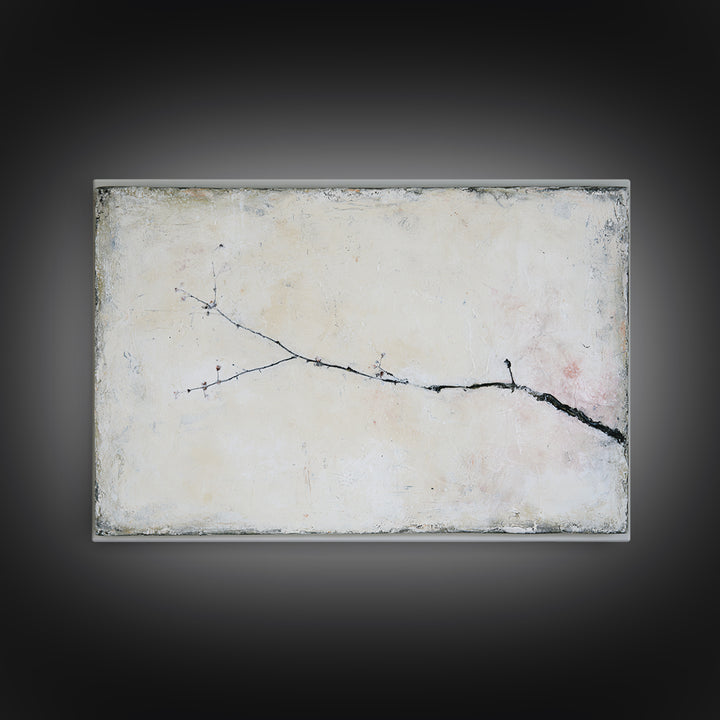 Single Black Branch on Warm White Background Canvas Print, Scandinavian Art, Statement Artwork, Living Room Decor, Nordic, SCA-3x2-24