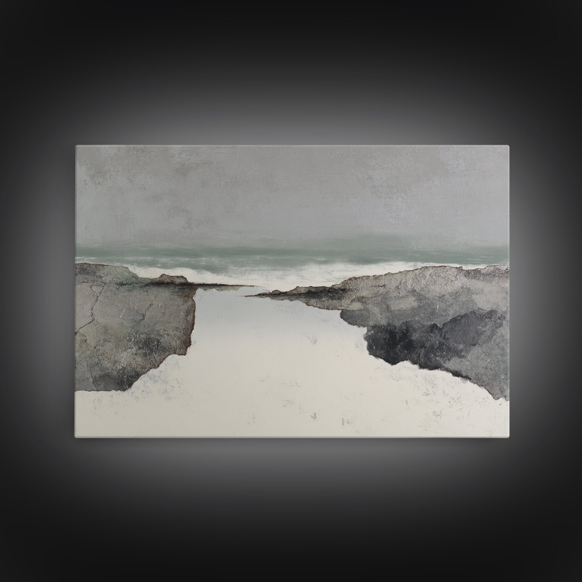 Minimal Fjord Landscape Canvas Print, Scandinavian Art, Floral Wall Art, Living Room Decor, Oil Painting, Nordic, SCA-3x2-30