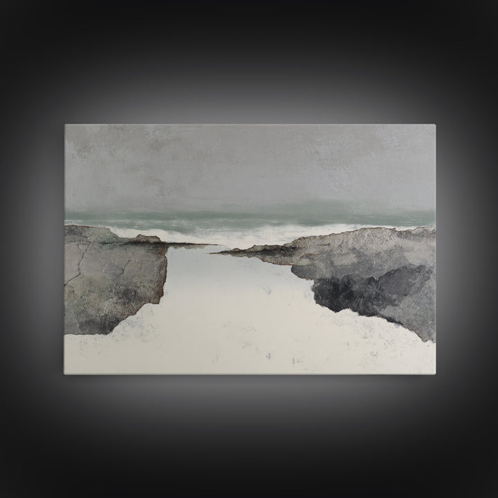 Minimal Fjord Landscape Canvas Print, Scandinavian Art, Floral Wall Art, Living Room Decor, Oil Painting, Nordic, SCA-3x2-30
