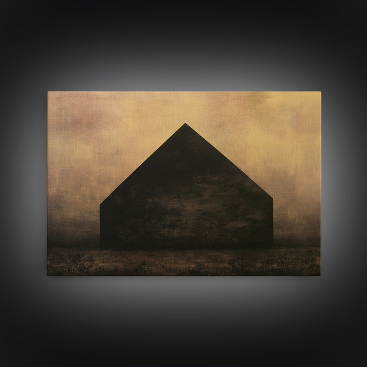 Simple Black House Shape Framed Canvas Print, Scandinavian Art, Mid Century Modern, Living Room Decor, Abstract Art, Nordic, SCA-3x2-35