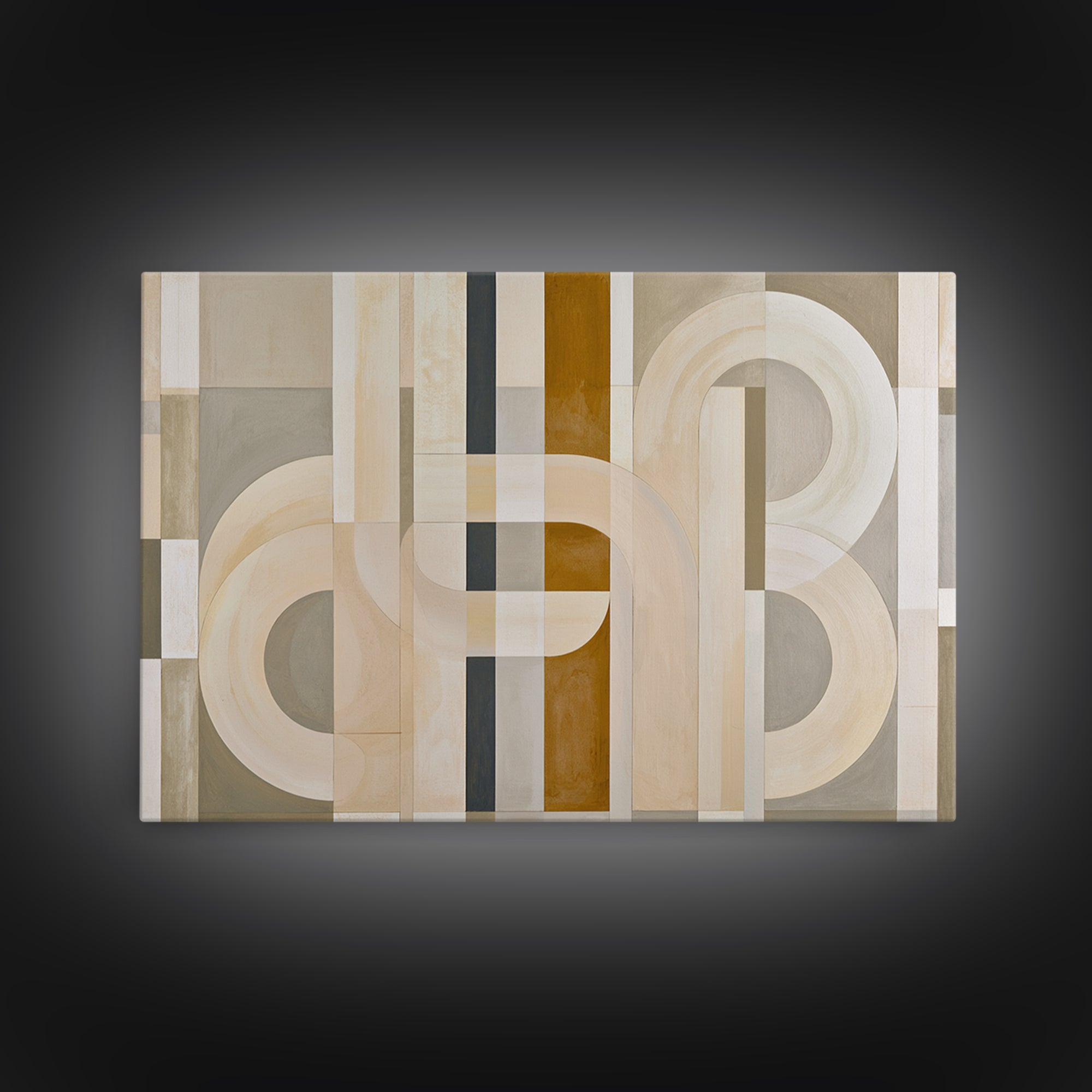 Soft Beige Geometric Abstraction Framed Canvas Print, Scandinavian Art, Living Room Wall Art, Living Room Decor, Abstract Art, SCA-3x2-55