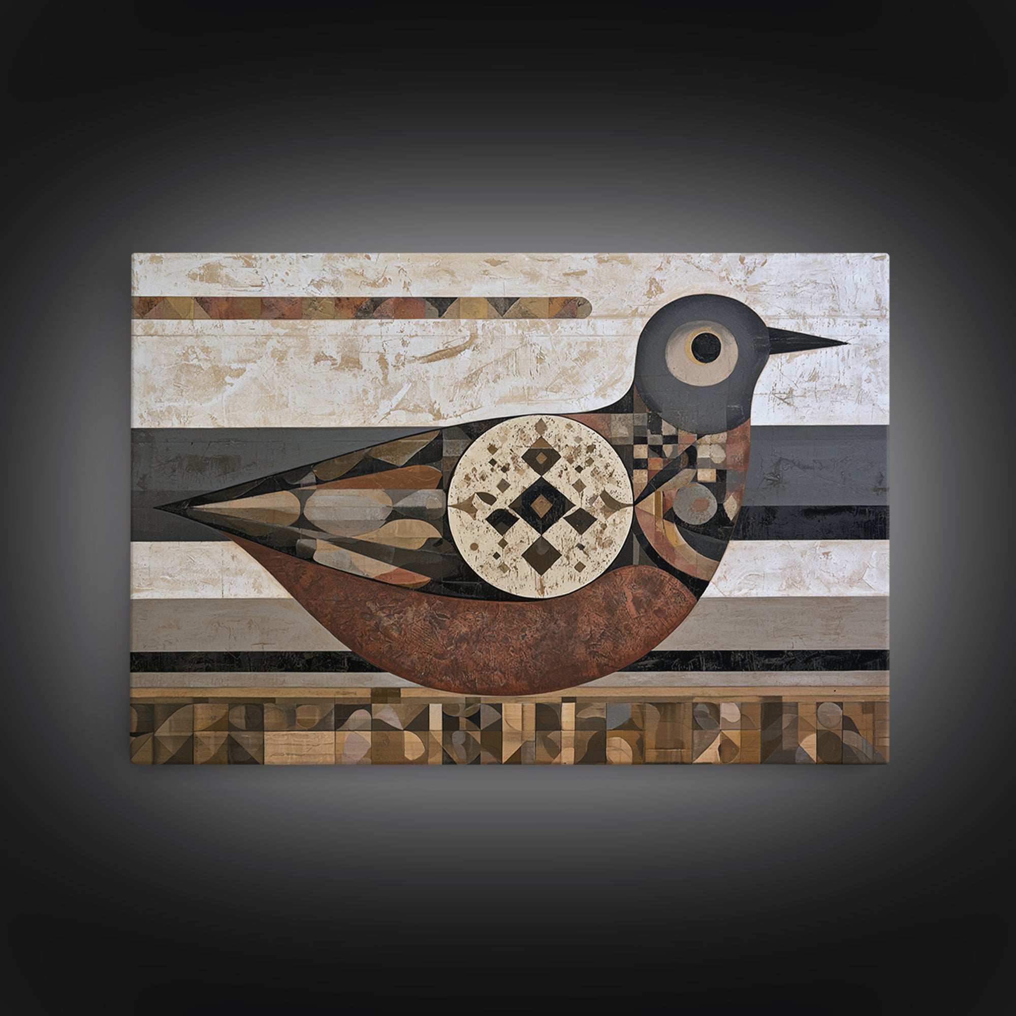 Nordic Folk Bird Framed Canvas Print, Scandinavian Art, Fine Art Print, Living Room Decor, Fine Art, Nordic, Printable, SCA-3x2-63