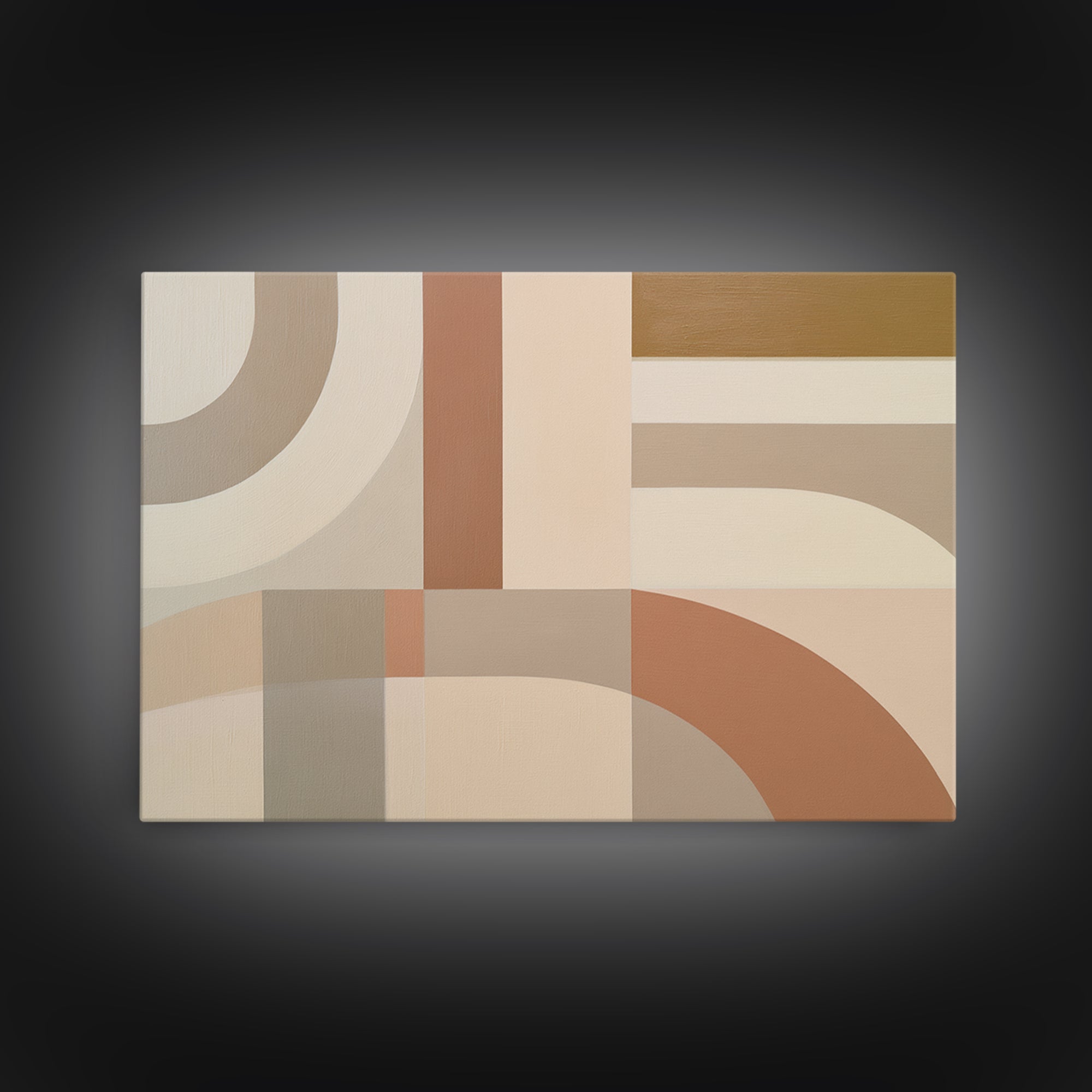 Soft Beige Geometric Abstraction Framed Canvas Print, Scandinavian Art, Modern Wall Art, Living Room Decor, Fine Art, Nordic, SCA-3x2-7