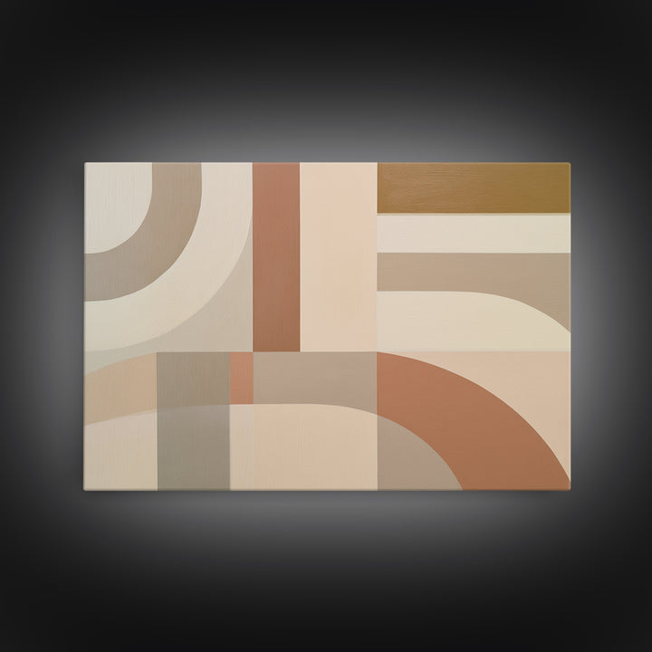 Soft Beige Geometric Abstraction Framed Canvas Print, Scandinavian Art, Modern Wall Art, Living Room Decor, Fine Art, Nordic, SCA-3x2-7