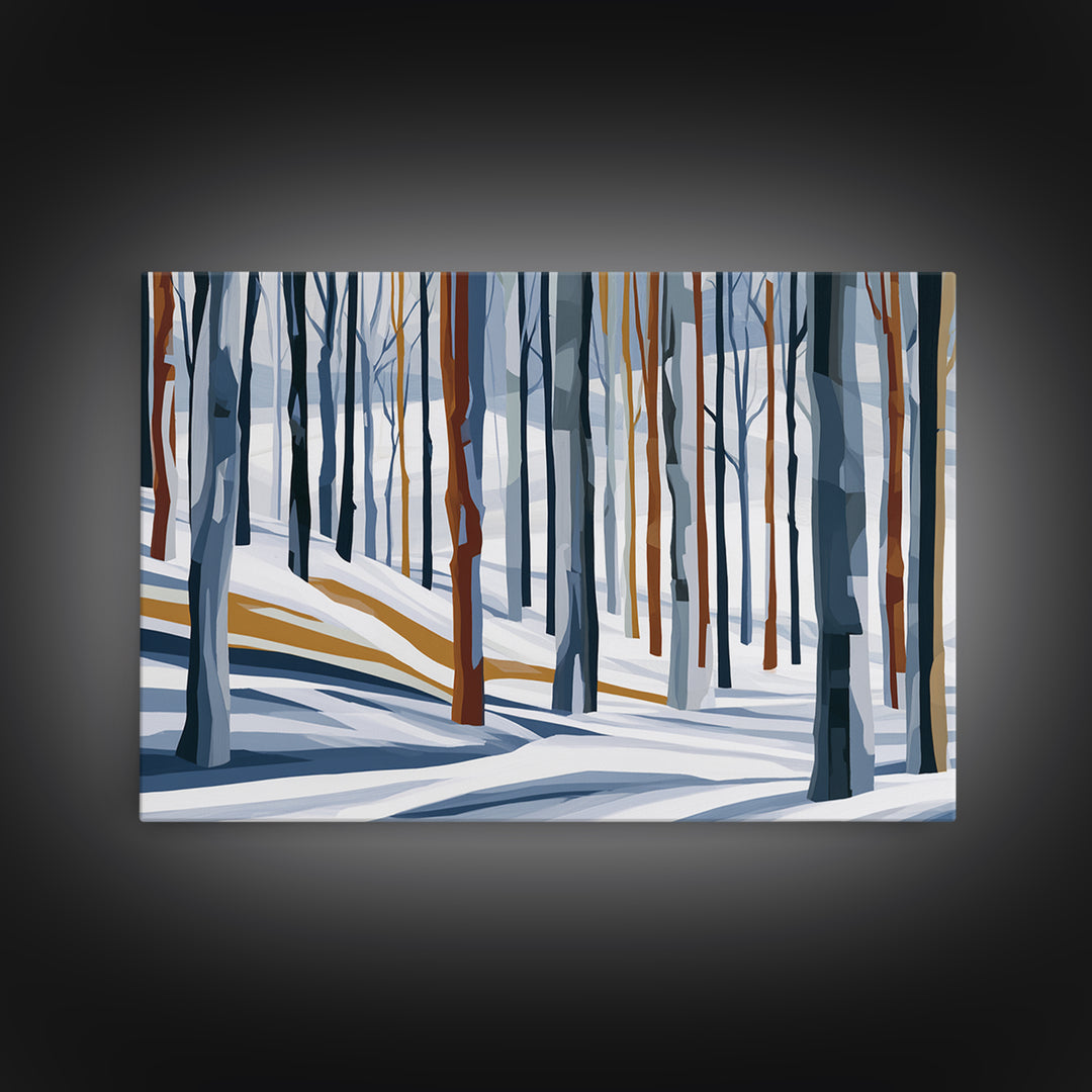 Snowy Nordic Forest Framed Canvas Print, Scandinavian Art, Decor, Living Room Decor, Fine Art, Nordic, Printable Art, SCA-3x2-77