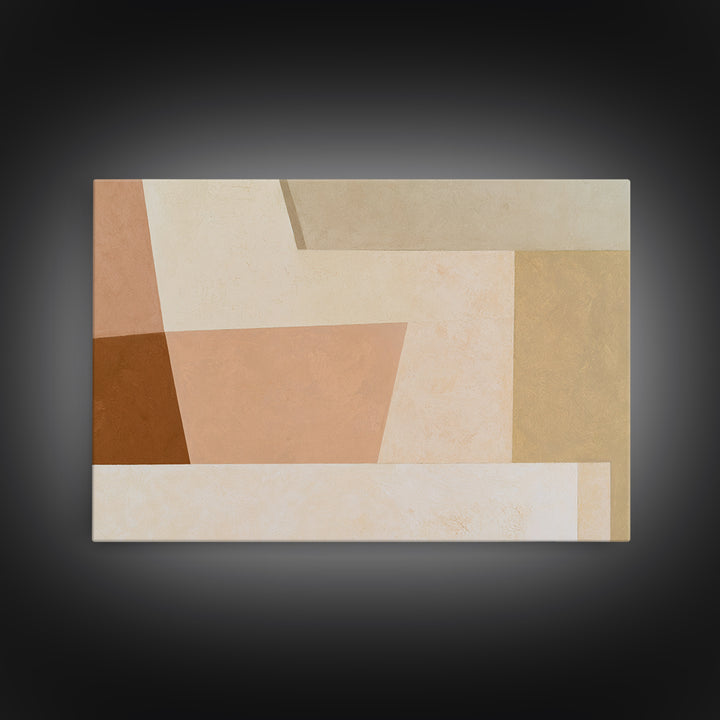 Soft Beige Geometric Abstraction Framed Canvas Print, Scandinavian Art, Living Room Decor, Abstract Art, Nordic, SCA-3x2-79