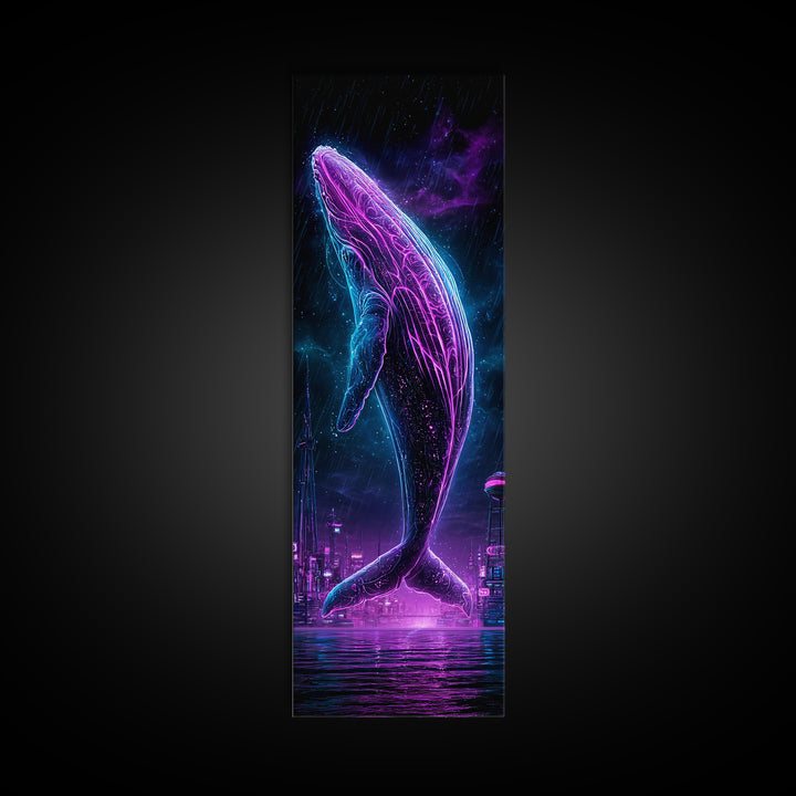 Cosmic Whale Swimming Through Deep Space Canvas Print, Scifi Art, Fantasy Art, Living Room Decor, Fine Art, Orbit, SCI-1x3-100