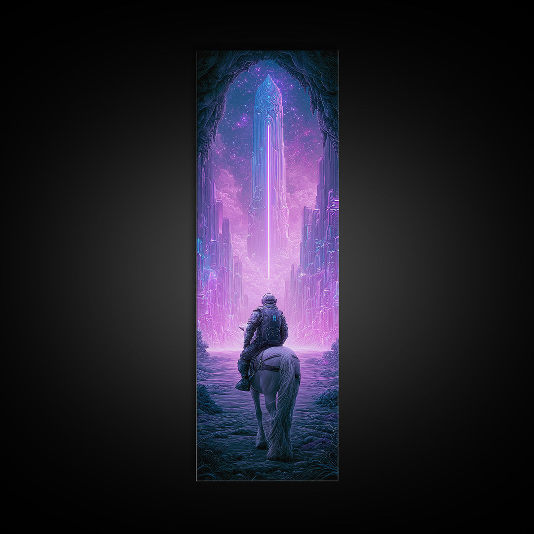 Space Explorer Horse Rider on Distant Planet Canvas Print, Scifi Art, Living Room Art, Living Room Decor, Fine Art, Orbit, SCI-1x3-33