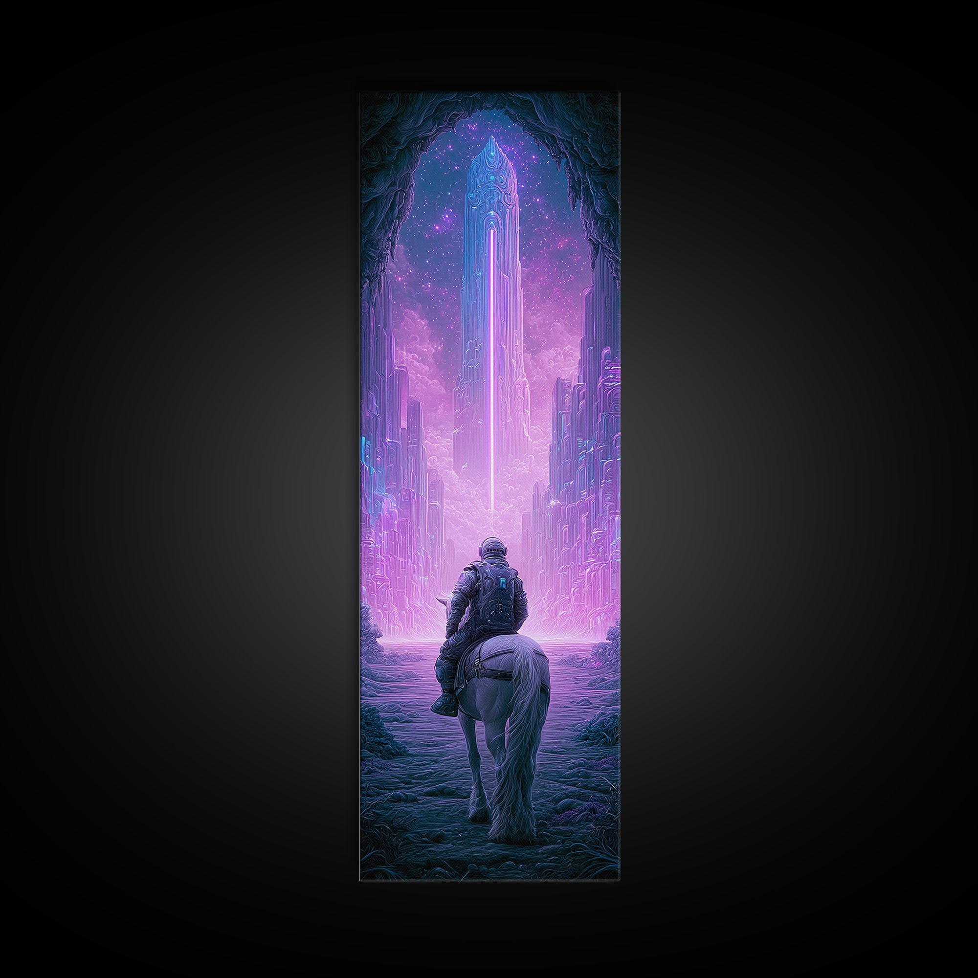 Space Explorer Horse Rider on Distant Planet Canvas Print, Scifi Art, Living Room Art, Living Room Decor, Fine Art, Orbit, SCI-1x3-33