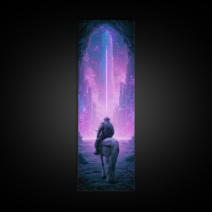 Space Explorer Horse Rider on Distant Planet Canvas Print, Scifi Art, Living Room Art, Living Room Decor, Fine Art, Orbit, SCI-1x3-33
